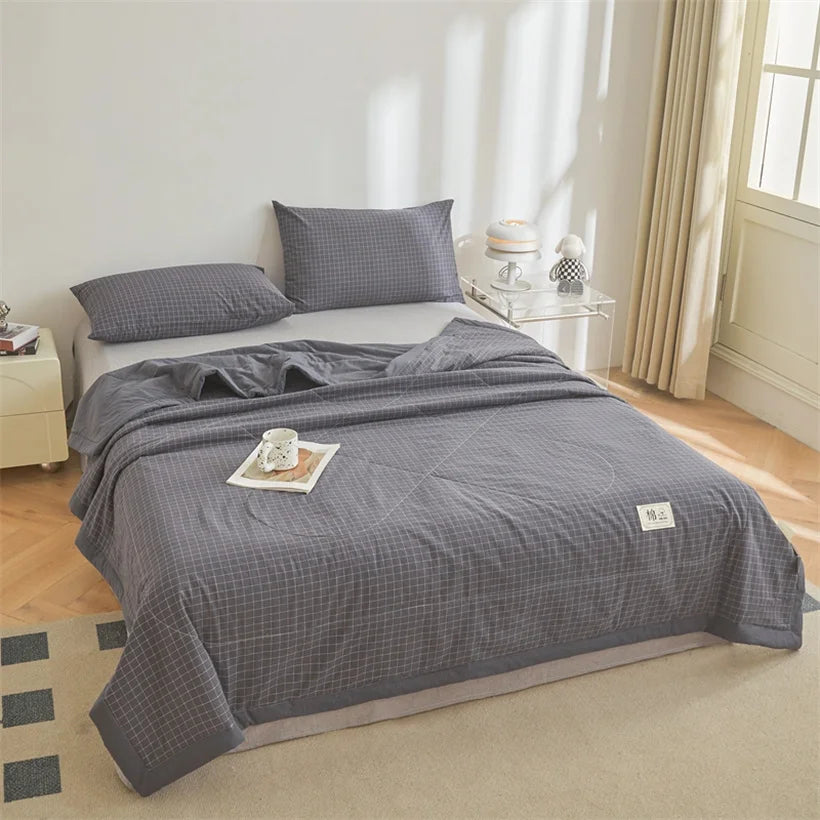 Summer 100% Cotton Thin Quilt Comforter Soft Air Conditioning All Season Quilt/Duvet/Blanket Lightweight Bed Cover Soft Bedding