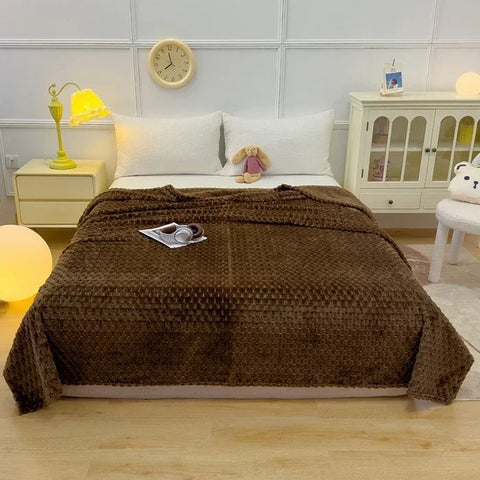 Winter Plaid Blankets for Beds Luxury Warm Sofa Blnket Fluffy Blankets Queen King Size Bedding Imitation Fur Bed Sofa Cover
