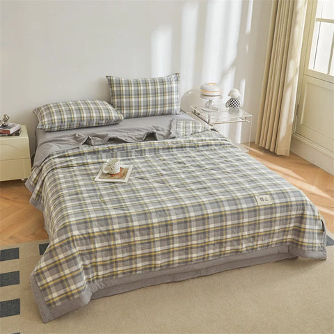Summer 100% Cotton Thin Quilt Comforter Soft Air Conditioning All Season Quilt/Duvet/Blanket Lightweight Bed Cover Soft Bedding