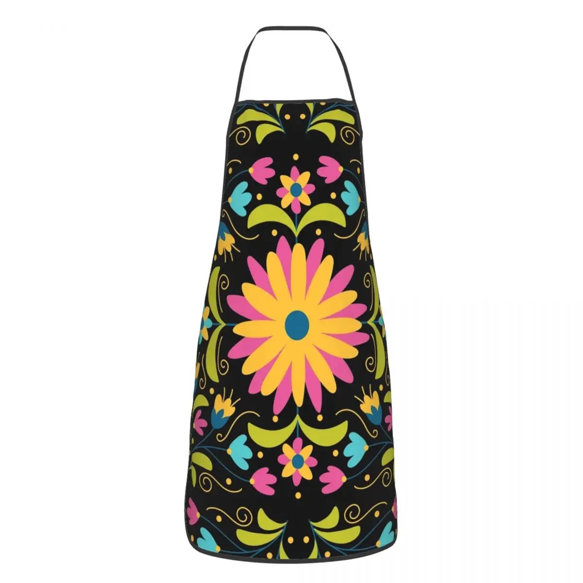 Unisex Beautiful Mexican Floral Art Apron Kitchen Chef Cooking Baking Bib Women Men Mexico Tablier Cuisine for Painting