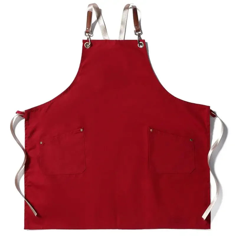 Fashion Unisex Work Apron For Men Canvas Black Apron Bib Adjustable Cooking Kitchen Aprons For Woman With Tool Pockets