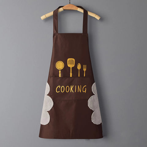 Large Apron with Front Pocket Cooking Cotton for Women Men Waterproof Oil-proof Cooking Apron BBQ Comfortable Kitchen Clothes