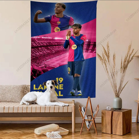 Wall Tapestry Decor L-Lamine Football Star Y-Yamal Anime Tapestry Flags Bedroom Dorm Wall Hanging Background Cloth Festival Gift