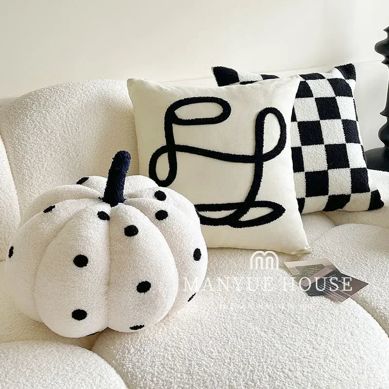 Checkerboard French Cream Style Pillowcase Cute Light Luxury B&B Living Room Niche Pillow Case Bay Window Sofa Cushion Cover