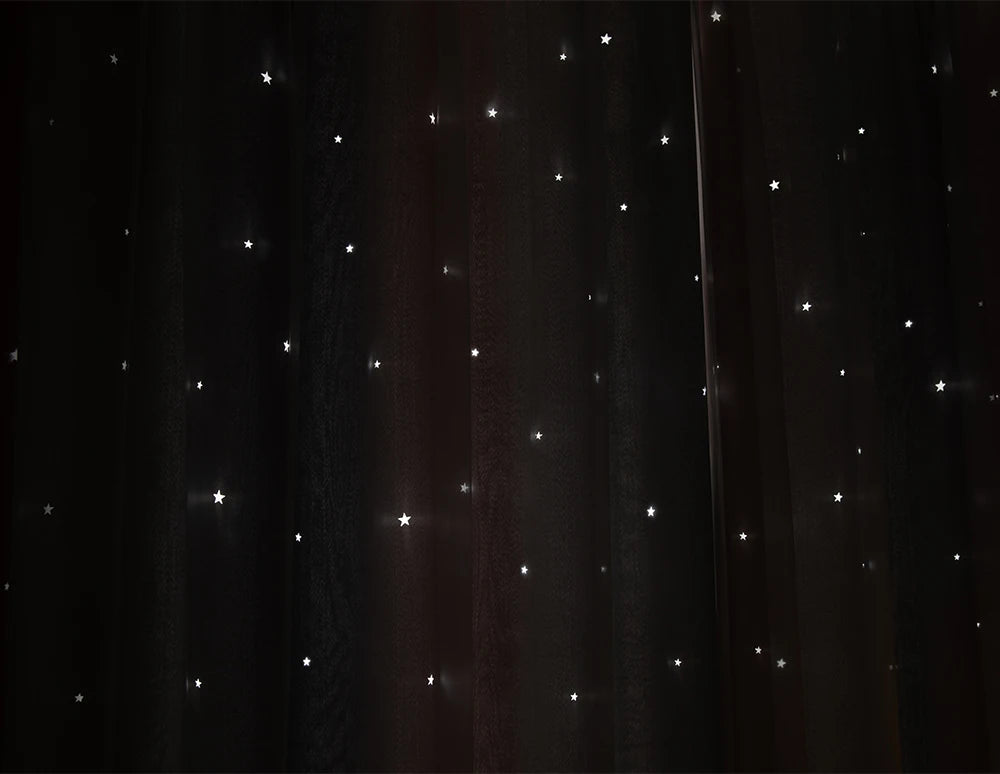 Rainbow Hollow-Out Star Blackout Curtains for Girl Kid Nursery Bedroom and Living Room Double Layer Window Cute Grommet Curtains