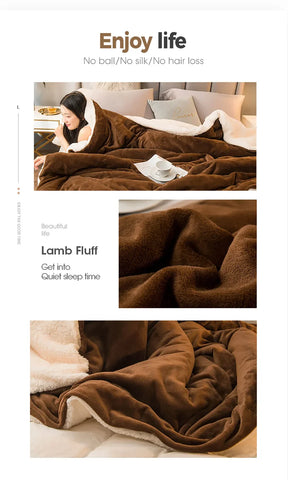 Wool Throw Blanket Keep Warm Winter Bed Blankets Double Sided Queen Duvet Cover Camping Double Bed Cover Bedspread On The Bed