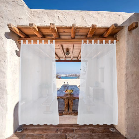 2PCS, Solid color single panel outdoor  sheer curtain with  tap  top transparent polyester fiber	 waterproof outdoor curtain