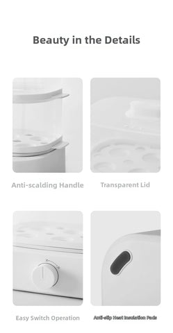 6 Egg Cooker Electric Fast Boiling Egg Maker Energy Saving Office Lunch Egg Steamer BPA-Free Plastic Compact For Kitchen/Dorm