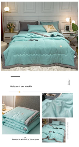 Japan Style Summer Quilt Soft Breathable Quilted Duvet Queen Skin Friendly WashableThin Comforter Lightweight Blanket 180x220