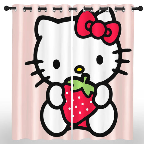 Hello Kitty Sanrio Cartoon Blackout Curtain Polyester  Animated Fashion Printing Suitable for Bedroom Kids Room Decoration