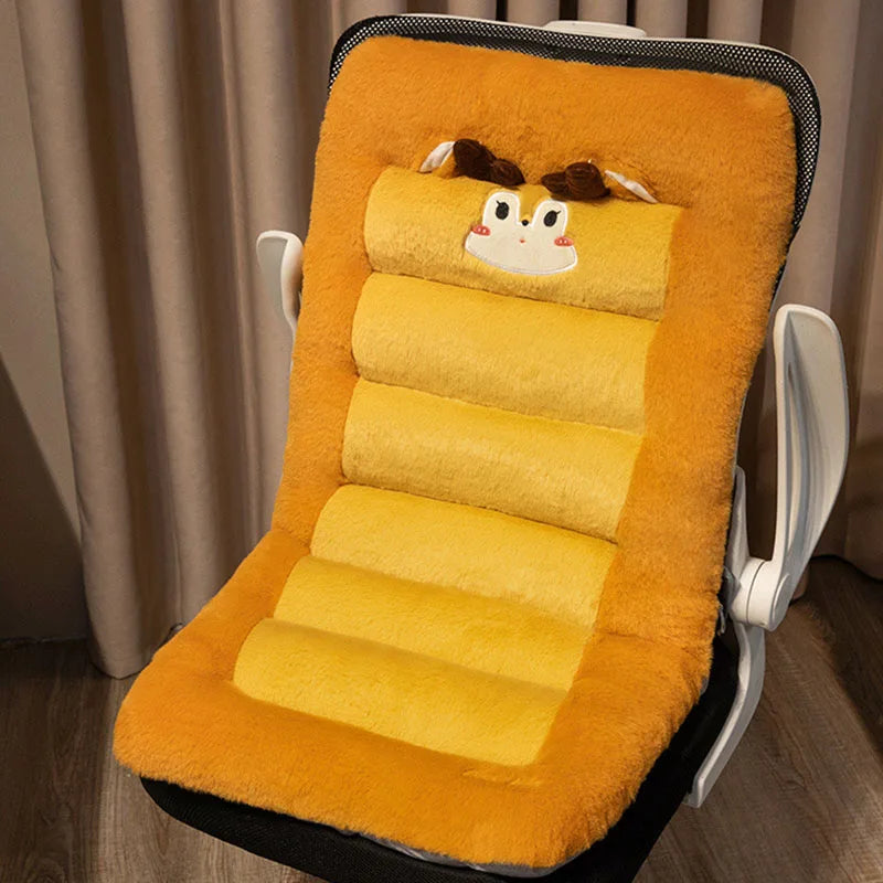 Cartoon Animal Chair Plush Back Cushion Multi-Functional Seat Pad for Lumbar Support Autumn Winter Warm Cushion for Sitting