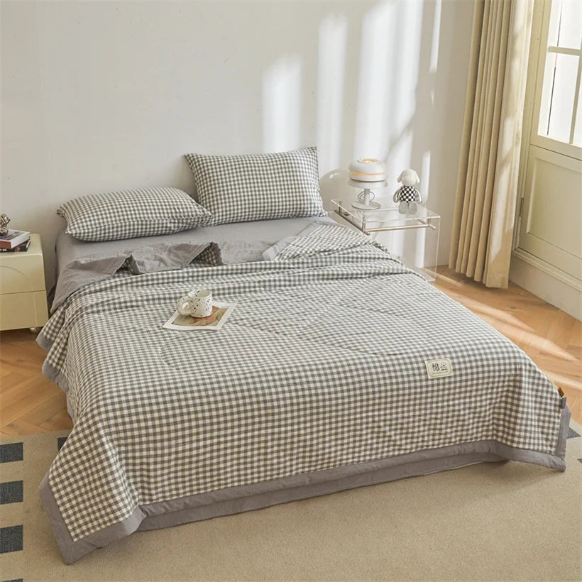 Summer 100% Cotton Thin Quilt Comforter Soft Air Conditioning All Season Quilt/Duvet/Blanket Lightweight Bed Cover Soft Bedding