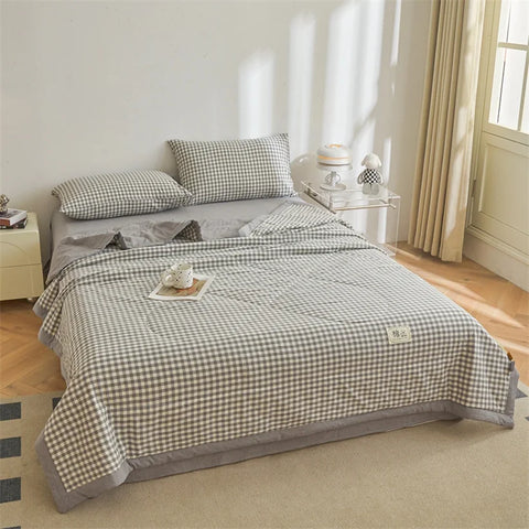 Summer 100% Cotton Thin Quilt Comforter Soft Air Conditioning All Season Quilt/Duvet/Blanket Lightweight Bed Cover Soft Bedding