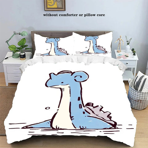 Pokemons Cartoon Anime Bedding Set Kawaii Pikachu Gengar Eevee Charizard Quilt Duvet Cover Children's Set Room Decoration Gift