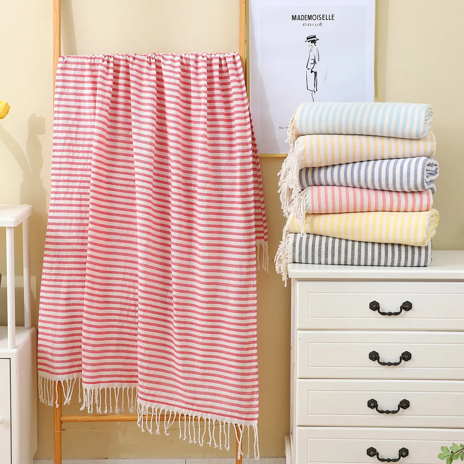100x180CM Cotton Turkish Beach Towel Sauna Spa Gym Sports Fitness Fringed Bath Towel Shawl Scarf Sang Travel Blanket