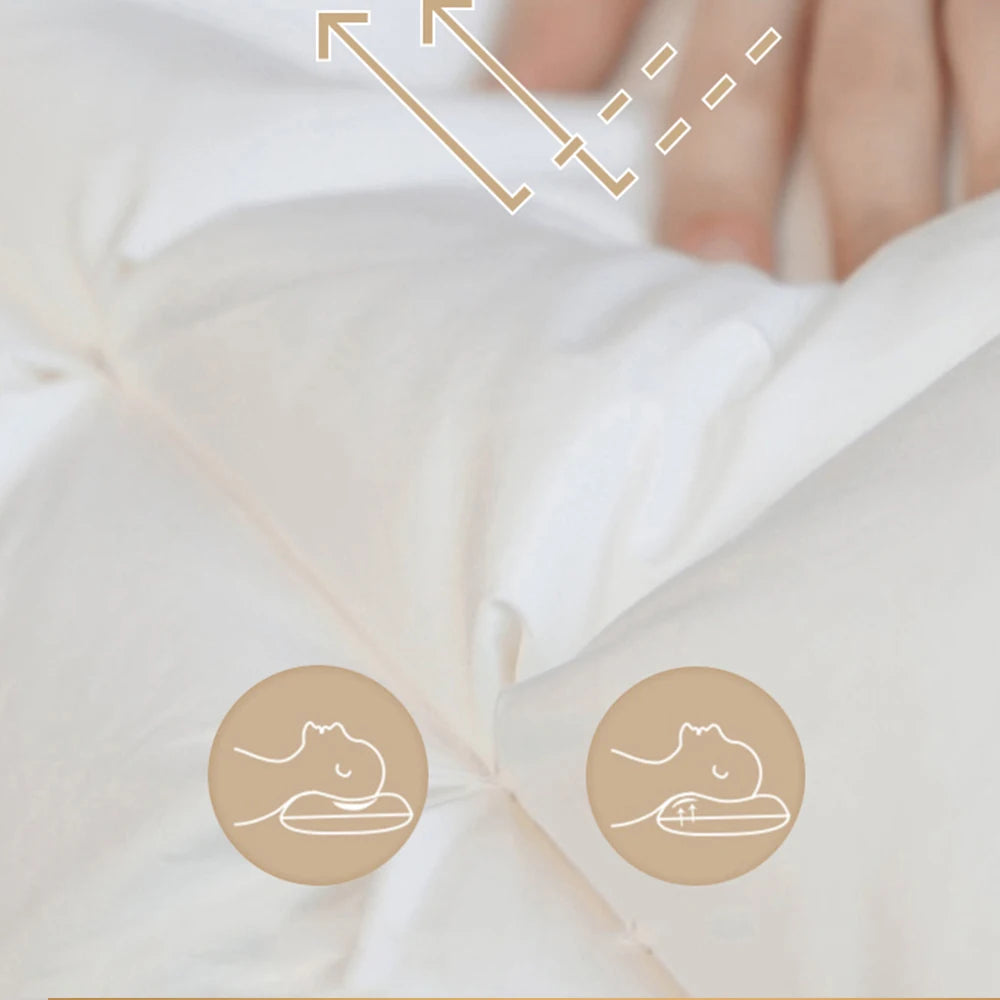Sondeson Luxury White 100% Goose Down Pillow Down-proof Queen King 100% Cotton Bedding 3D Style Rectangle Winter Bedding Pillows