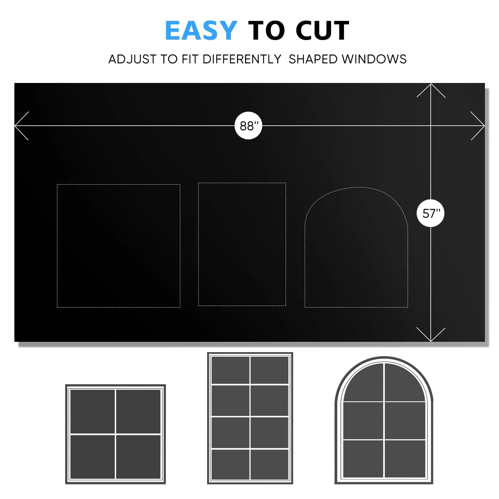100 Blackout Window Cover Darkest Light Block Black Privacy Film House Home Tint Glass Cloth Curtain Bedroom UV Sunshade Sun