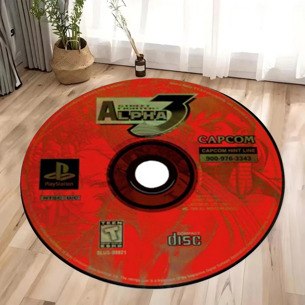 Retro P-S VHS Horror Game Round Rug for Living Room Sofa Decor Man's Cave Bedroom Bedside Area Rug Swivel Chair Floor Mat