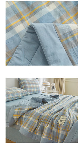 All cotton Air conditioning quilted quilt core summer washable comforter Simple Plaid soft duvet of single twin full queen size