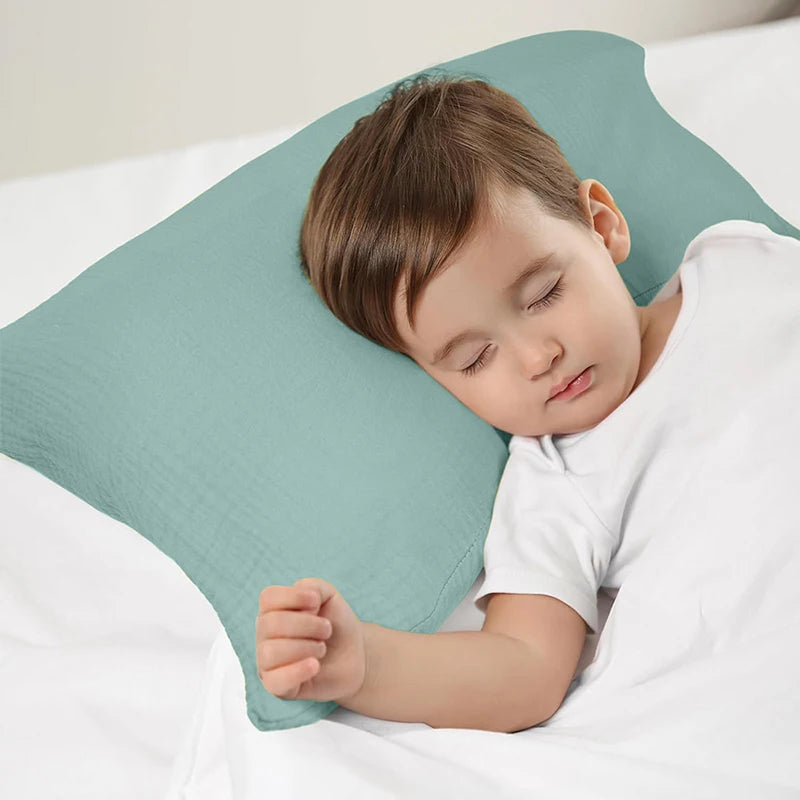 Muslin Toddler Pillowcase 100% Cotton Toddler Pillow Case Cover Soft Breathable Travel Baby Pillow Covers Envelope Closure 2PCS