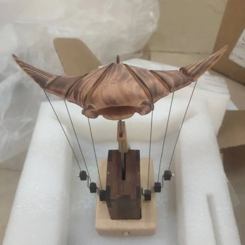 Hand-carved Flying Manta Ray Kinetic Sculpture - Unique Wooden Desktop Ornament for Home/Office Decoration & Gifting