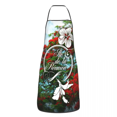 Custom Bib Kreol 974 Reunion Island Apron Men Women Unisex Adult Chef Kitchen Cooking Tablier Cuisine Painting