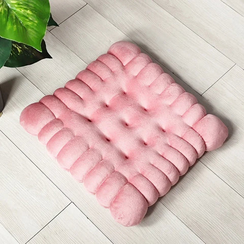 40*40CM Cookie Shaped Meditation Cushion Plush Fluffy Chair Cushion Machine Washable Student Seat Cushion Living Room Decoration