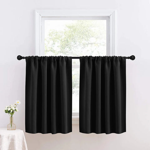 1pc Solid Short Curtain, Small Curtains for Kitchen, Bathroom, High Blackout Curtains for Home Decoration, UV Protection