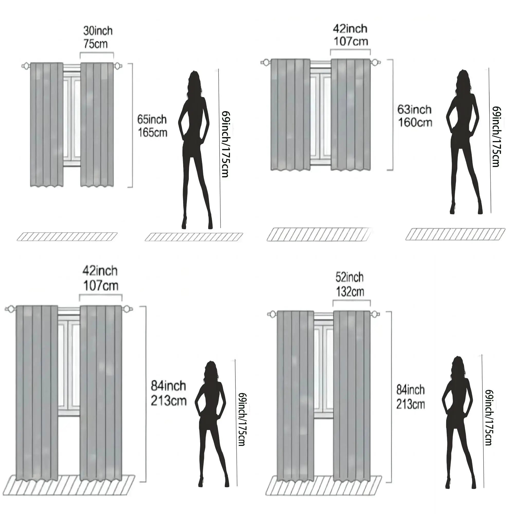 2 Pieces Boho Artistic Curtains - Modern Geometric Design With Black, Beige And Gold Accents - Semi-Sheer, Machine Washable