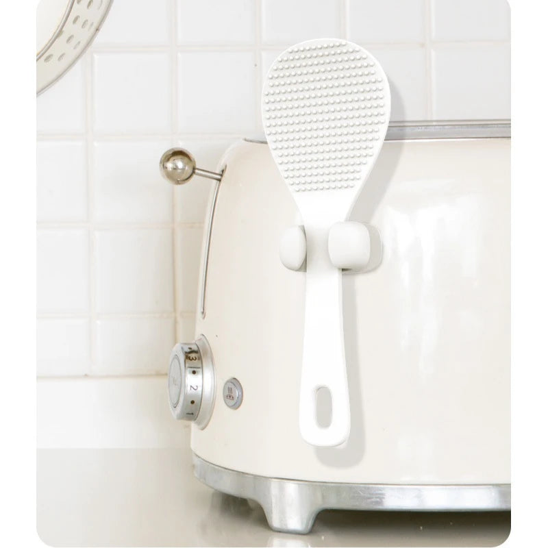 Rice Spoon Holder Silicone Storage Rack, Kitchen Wall-Mounted Cooker Spoon Shelf, Placement Rack Kitchen Organizers Accessories