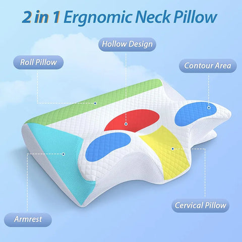 Ergonomic High & Low Conform Memory Foam Knitted Bed Pillows Skin-Friendly & Anti-Snoring Customized for Cervical Pain Relief