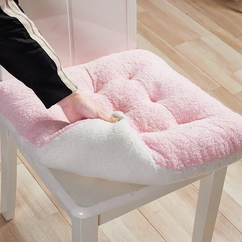 Winter Plush Thick Seat Cushion Home Sofa Office Chair Solid Color Lambswool Cushion Thicken Soft Floor Pads Round and Square