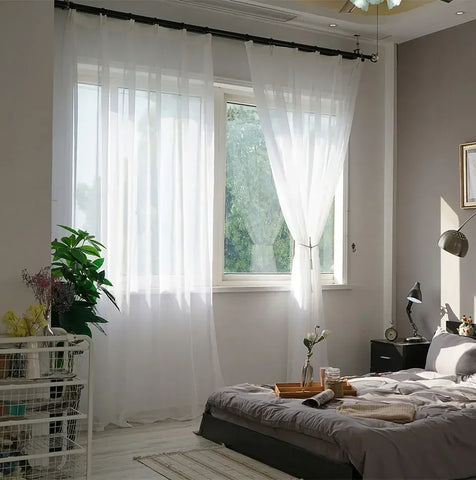 Modern White Solid Tulle Curtains for Living Room Bedroom Balcony Window Screening Sheer Voile Drapes Gauze Treatments Door