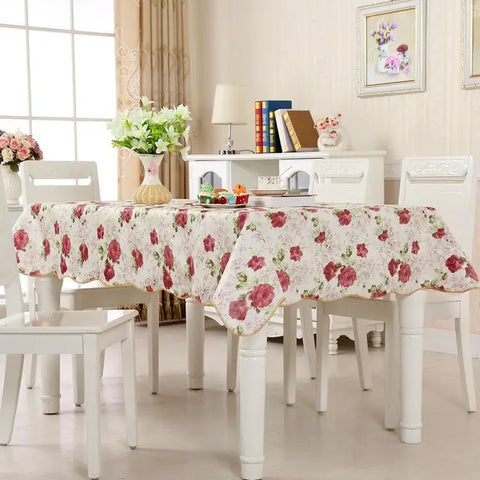 1pcs PEVA Waterproof Oilproof Tablecloth Washable Fabric For Dining Table Kitchen Decor Beautiful Flower Pattern Table Cloth