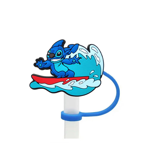 Disney Stitch Cartoon Silicone Straw Covers For Water Glass Bottle Drinking Dust Cap Straw Tip Cover Cup Accessories For 10mm
