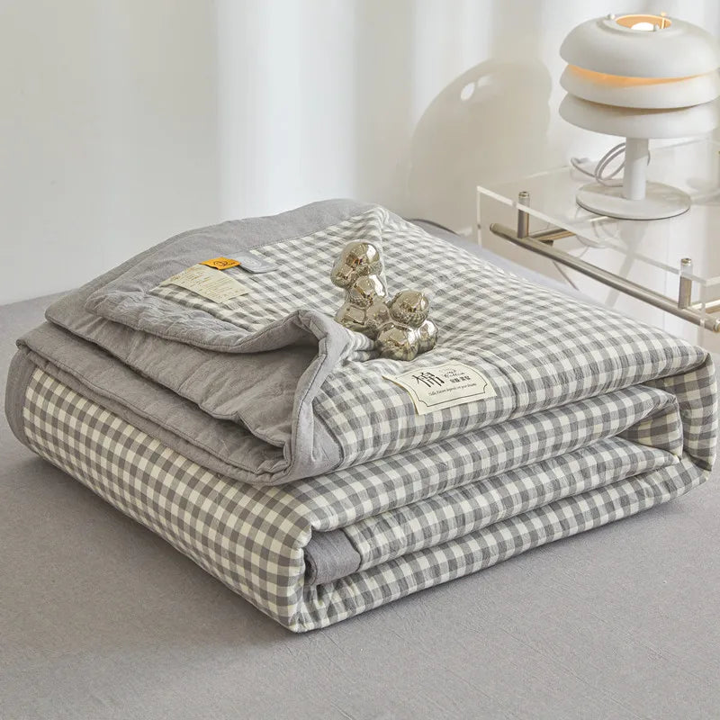 All cotton Air conditioning quilted quilt core summer washable comforter Simple Plaid soft duvet of single twin full queen size