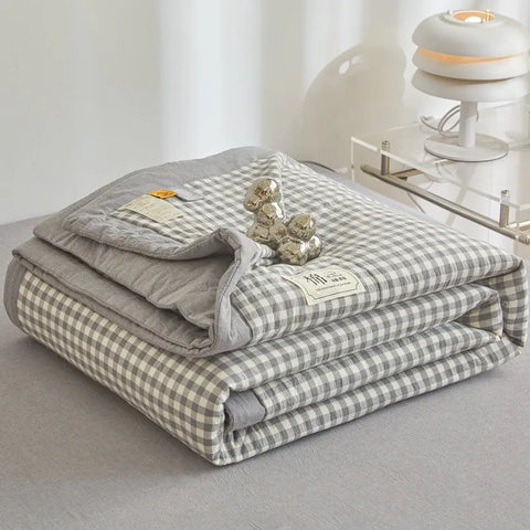 All cotton Air conditioning quilted quilt core summer washable comforter Simple Plaid soft duvet of single twin full queen size