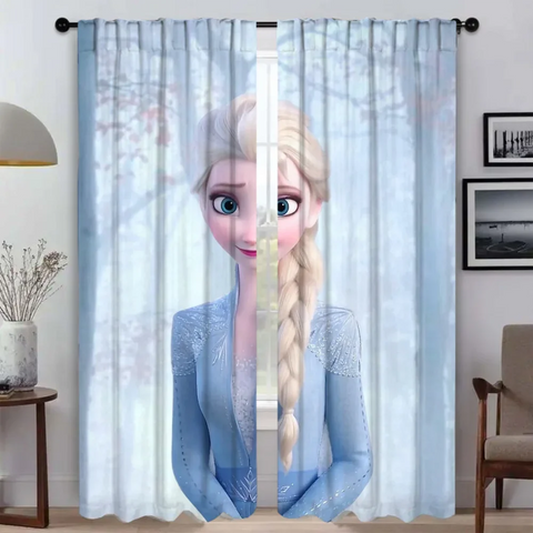 Tulle for Bedroom Frozen Blackout Curtain for Room 2 Panel Partition Curtains Child Room Home Interior Curtains Shades Living