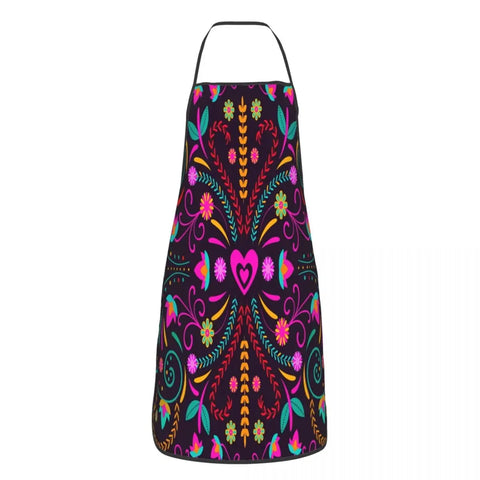 Unisex Beautiful Mexican Floral Art Apron Kitchen Chef Cooking Baking Bib Women Men Mexico Tablier Cuisine for Painting