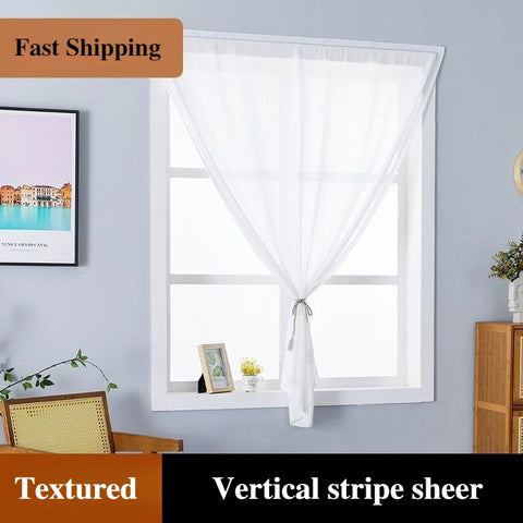 Vertical Blinds White Gauze Sheer Tulle Curtains for Living Dining Room Bedroom Balconies Sunscreens Window Screens Custom Size
