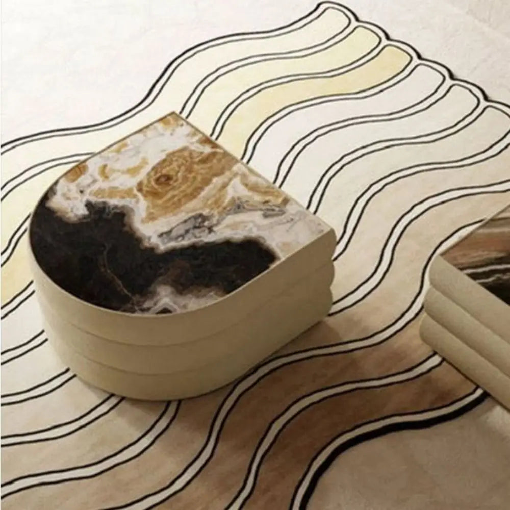 VIKAMA Creative Rainbow Wave Rug Bedside Blanket Absorbent Bathroom Floor Mat Living Room Sofa Coffee Table Rug Easy to clean