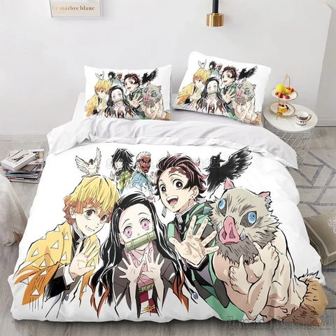 Demon Slayer Agatsuma Zenitsu Duvet Cover Set HD Comforter Cover for Kids Bedding Sets Bedclothes Bedroom Decor