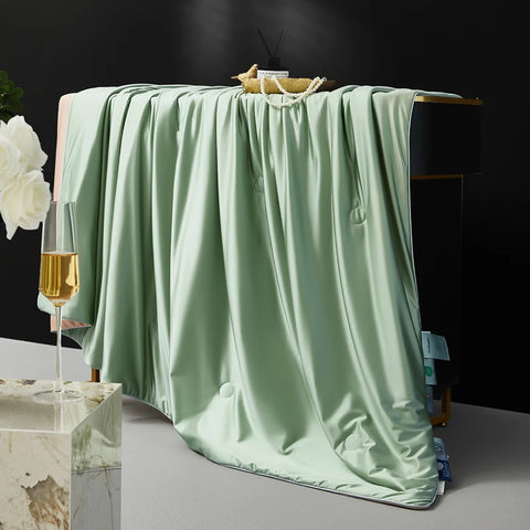 Luxurious Mulberry Silk Summer Quilt/Duvet/Comforter, 100% Natural Long Strand Silk Bedding, Washed Silk Shell, Lightweight Soft