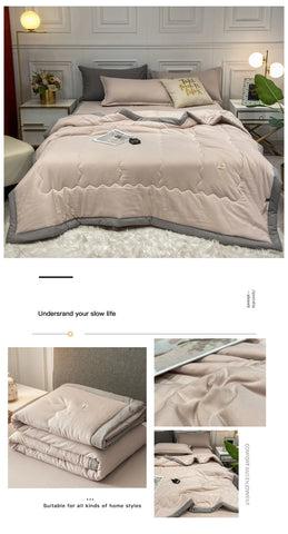 Japan Style Summer Quilt Soft Breathable Quilted Duvet Queen Skin Friendly WashableThin Comforter Lightweight Blanket 180x220