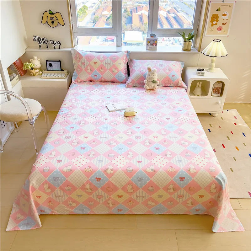 1pc Pure Cotton Bedsheet Floral Style Flat Sheet Single Sheets for Kids Adults Room Bed Linen sabana para cama (No Pillowcase)