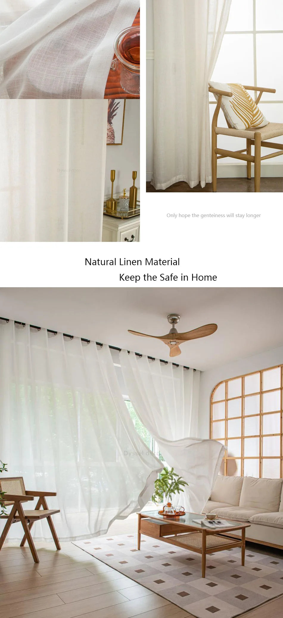 Modern Decorative Linen Solid Home Linen White Sheer European Style Window Curtains Rod Pocket Grommet for Living Room Bedroom