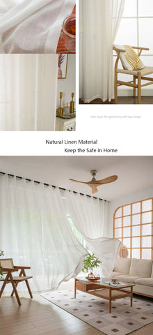 Modern Decorative Linen Solid Home Linen White Sheer European Style Window Curtains Rod Pocket Grommet for Living Room Bedroom