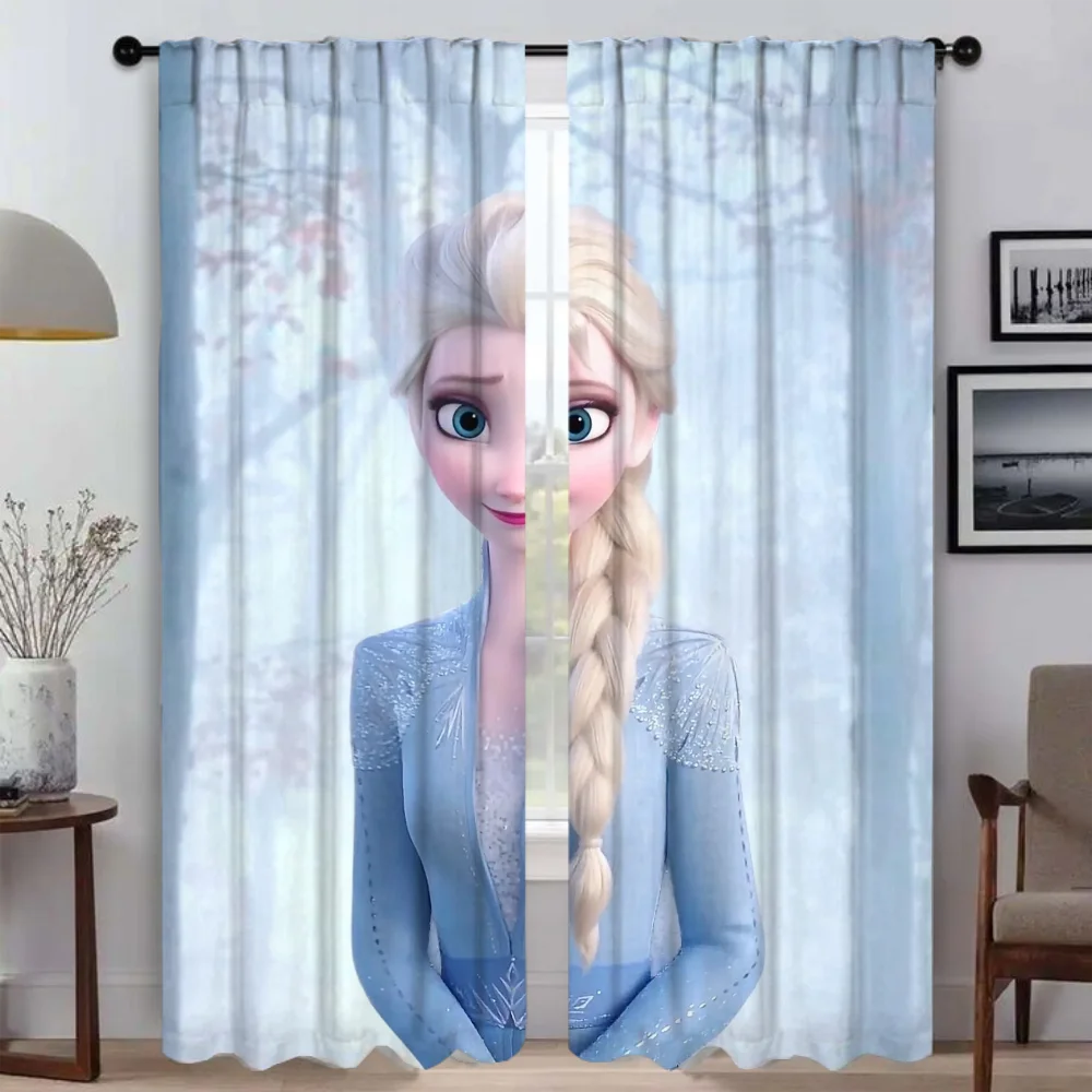 Tulle for Bedroom Frozen Blackout Curtain for Room 2 Panel Partition Curtains Child Room Home Interior Curtains Shades Living