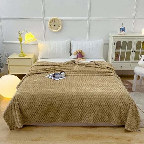 Winter Plaid Blankets for Beds Luxury Warm Sofa Blnket Fluffy Blankets Queen King Size Bedding Imitation Fur Bed Sofa Cover