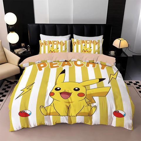 3D Printed P-Pokemon Bedding Sets Cartoon P-Pikachu Gengar Duvet Cover Pillowcase 2-3 Pieces Children Quilt Cover Gift To Family